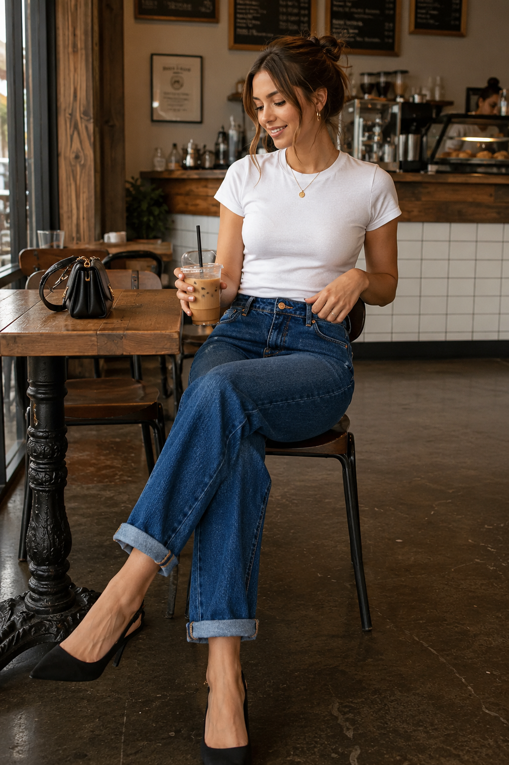 RISEN Slouchy Cropped Boyfriend Jeans with Cuffed Hem