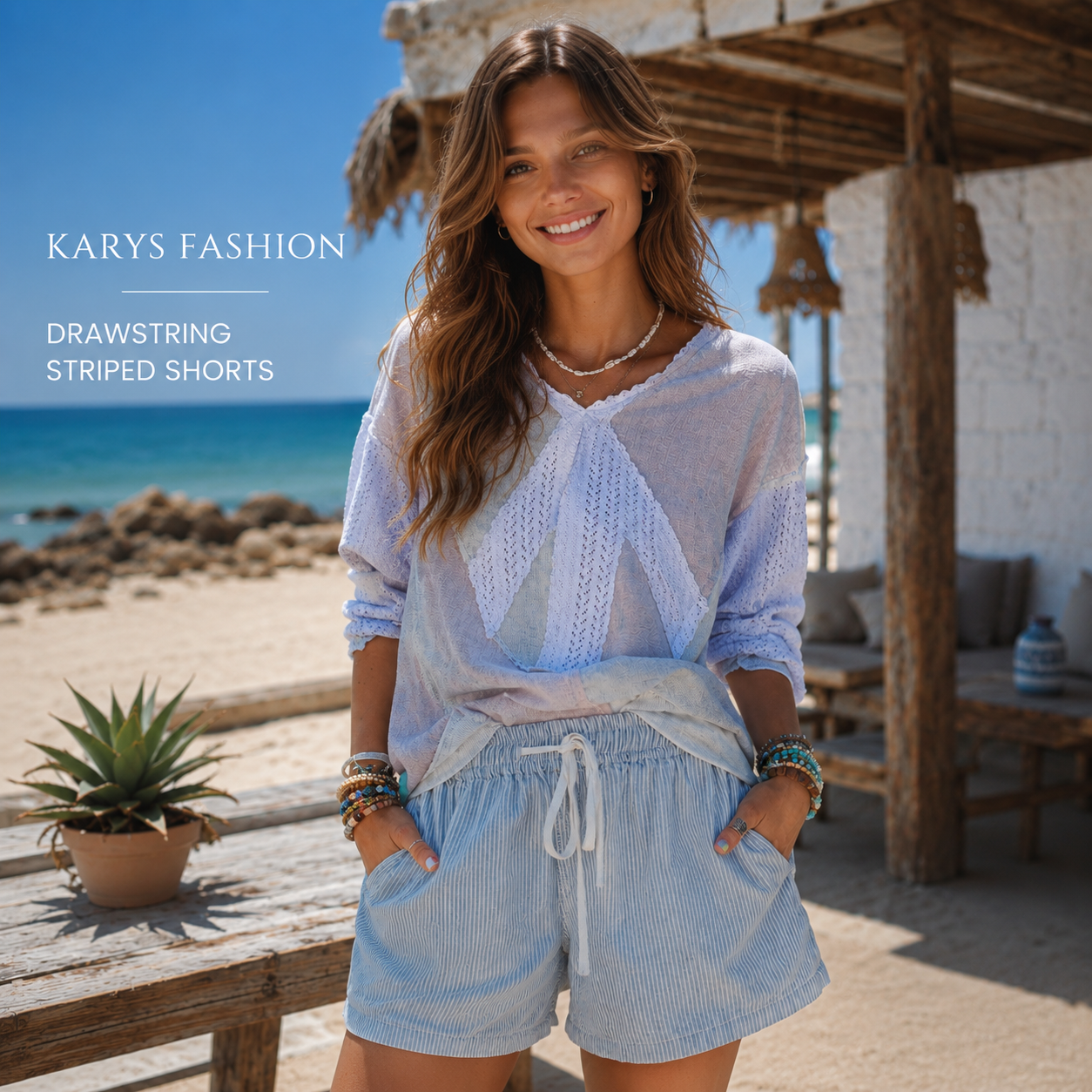 Drawstring Striped Shorts