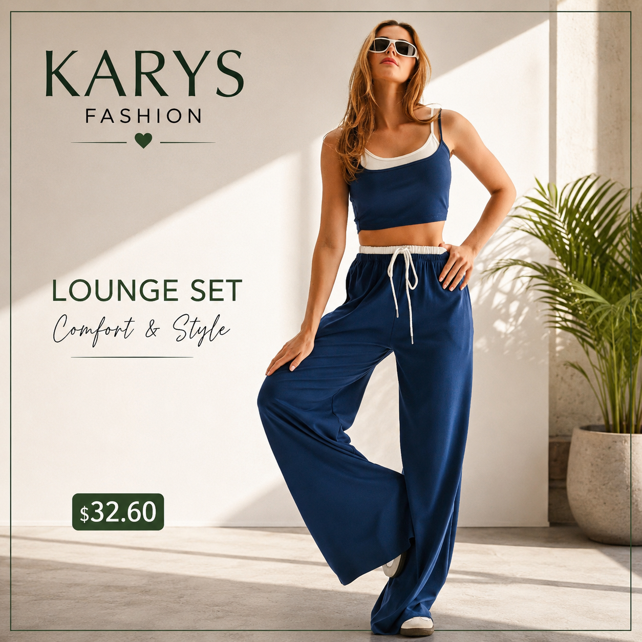 Drawstring Lounge Pants & Crop Top Set