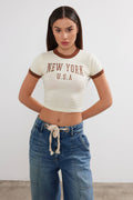 Women's New York Printed Cropped T-Shirt Crop Top "New York"