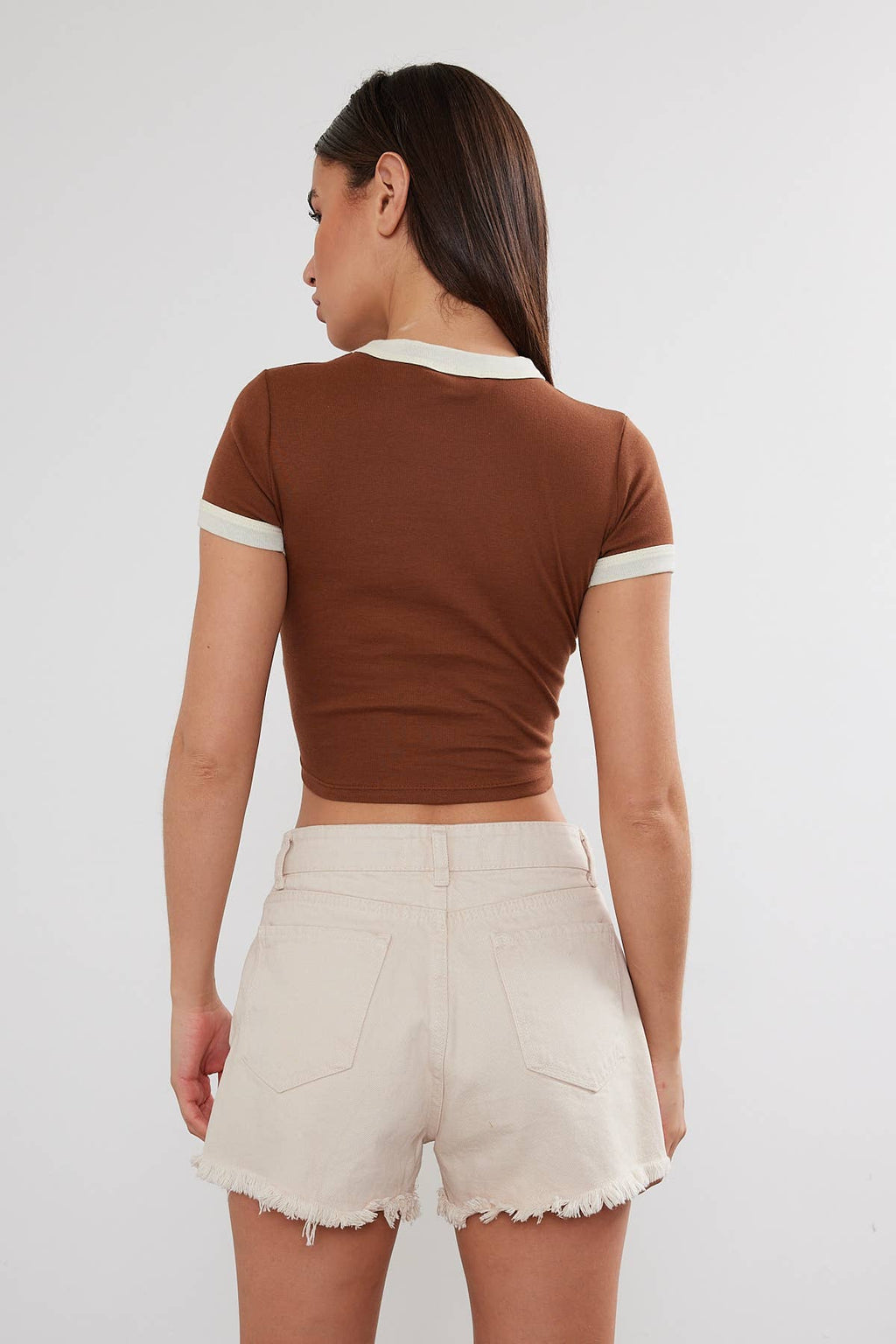Women's USA Printed Crop Top Cropped "USA" T-Shirt Two Tone