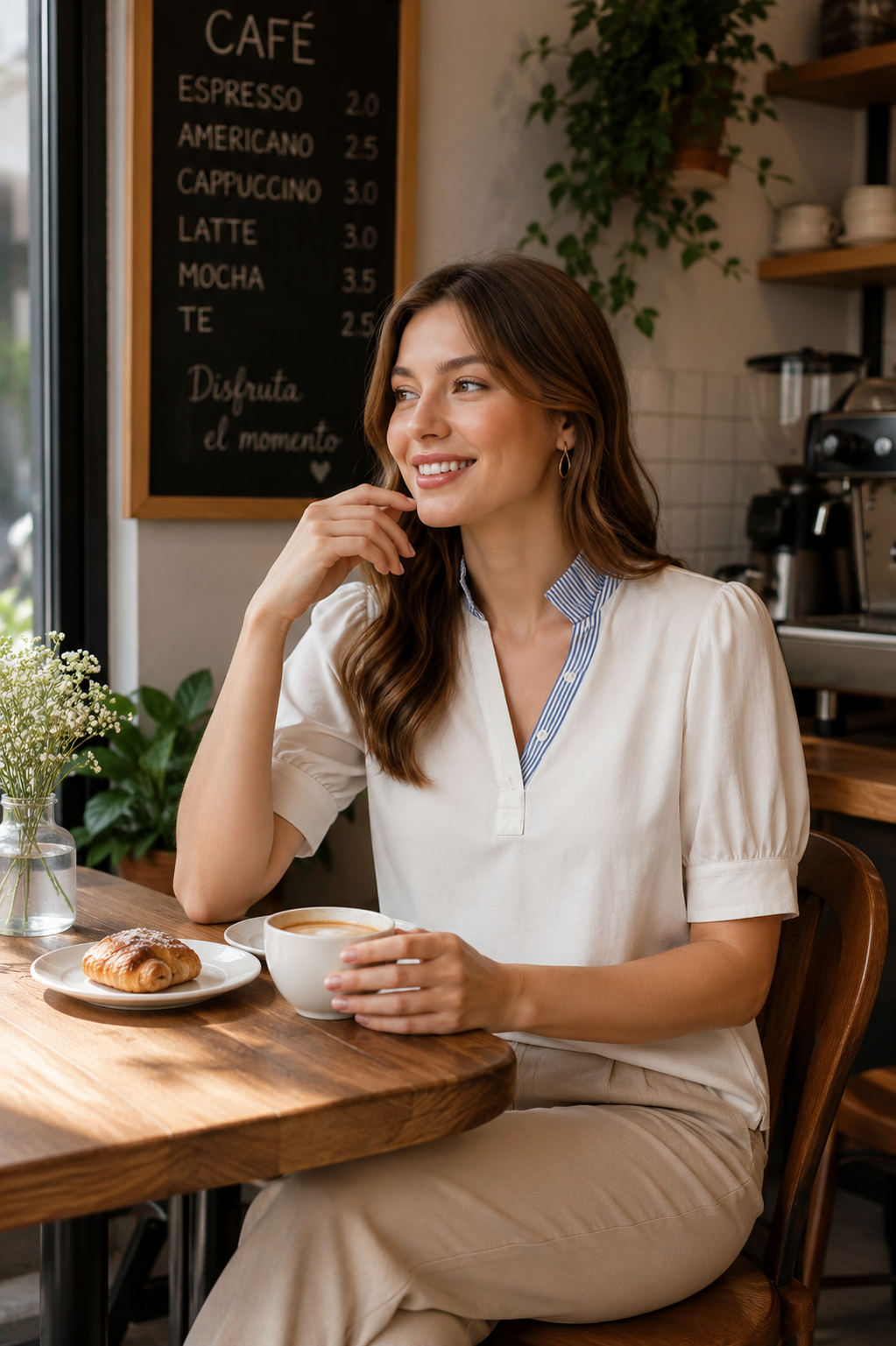 Karys Elegant Striped Collar Popover Blouse
