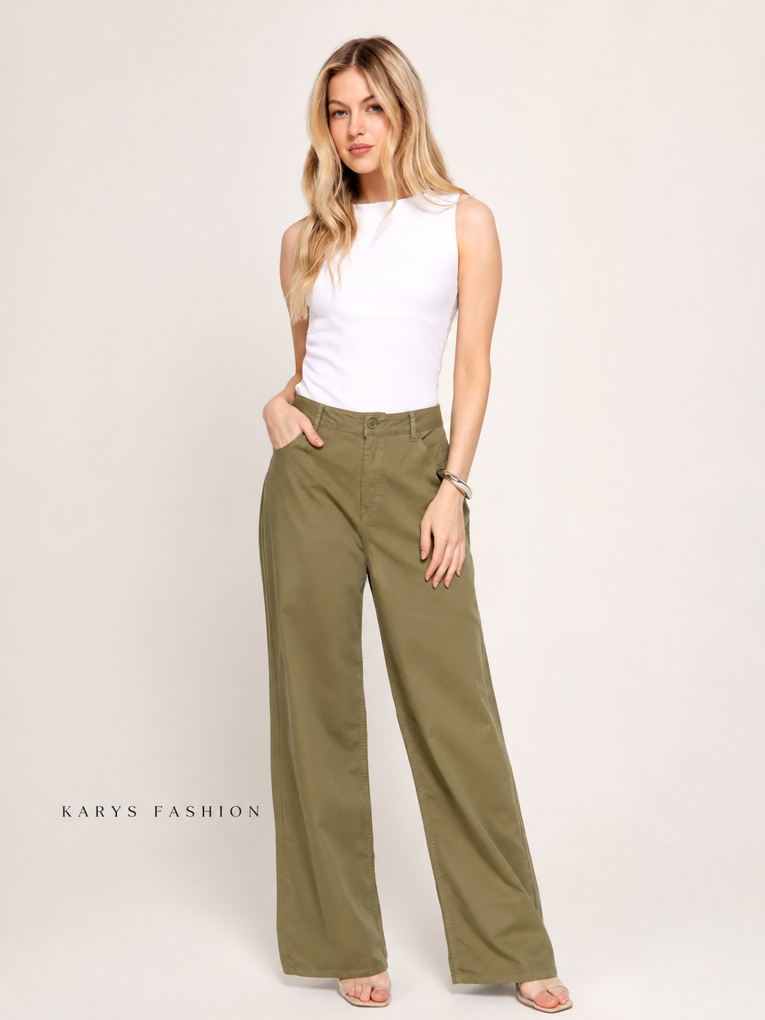 Karys Garment-Dyed Cotton Twill Wide-Leg Pants