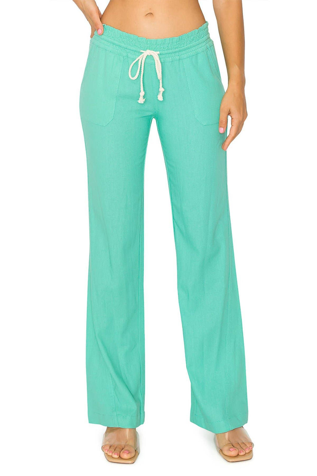 Linen Wide-Leg Drawstring Pants | Cali1850