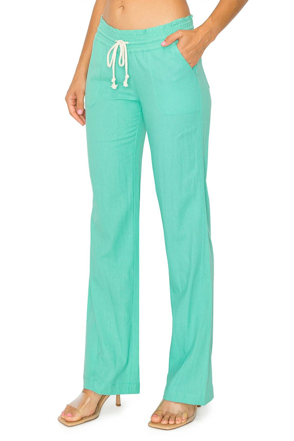 Linen Wide-Leg Drawstring Pants | Cali1850