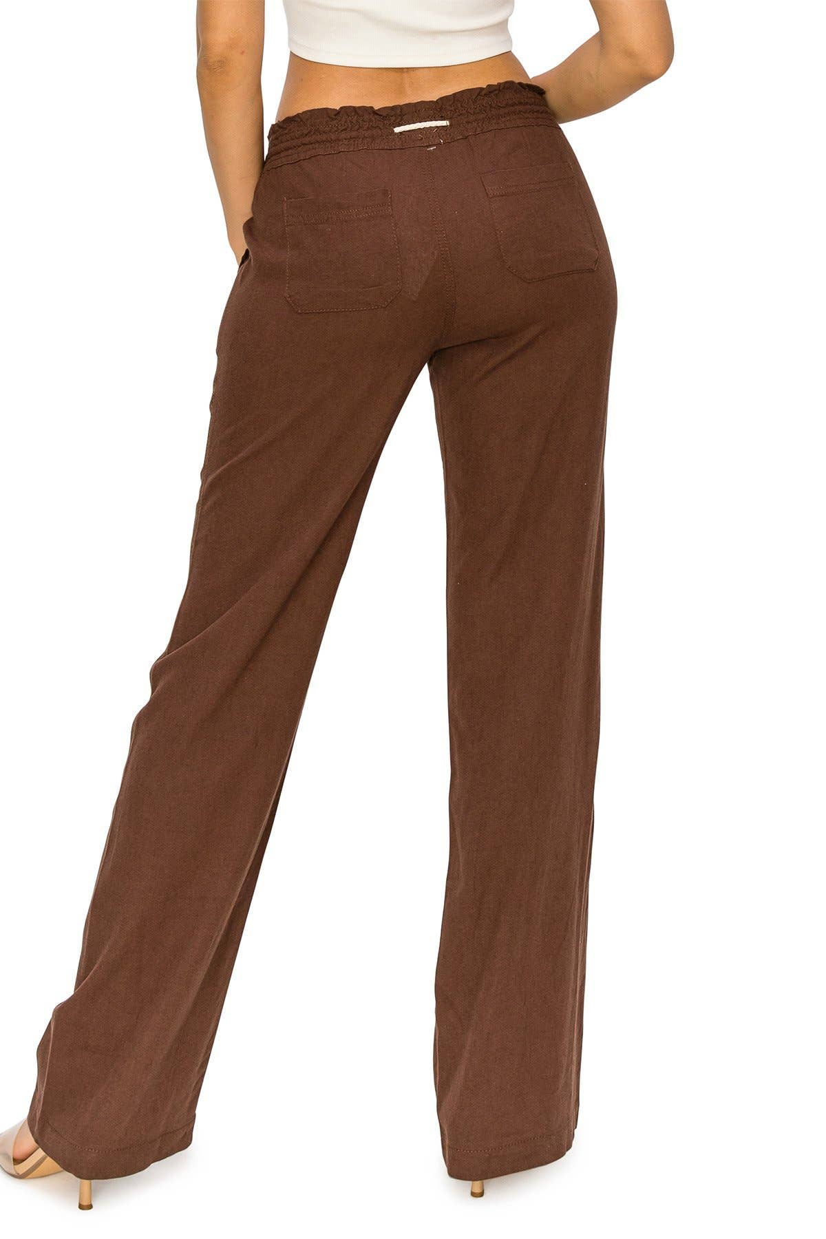 Linen Wide-Leg Drawstring Pants | Cali1850