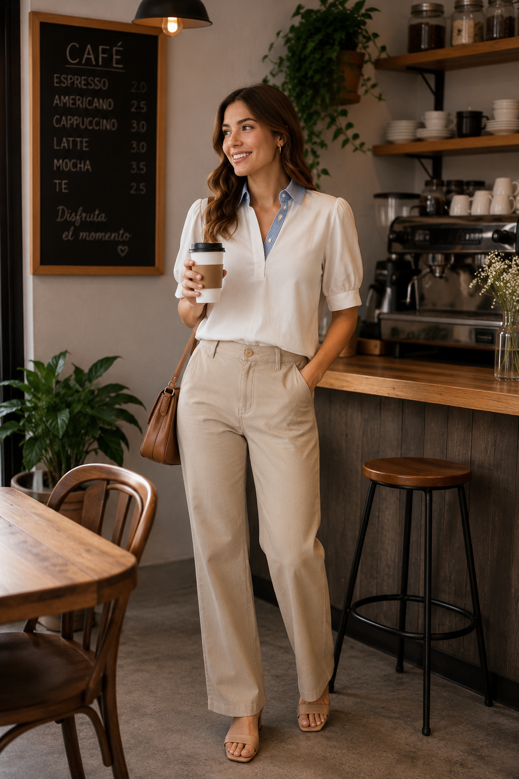 Karys Elegant Striped Collar Popover Blouse