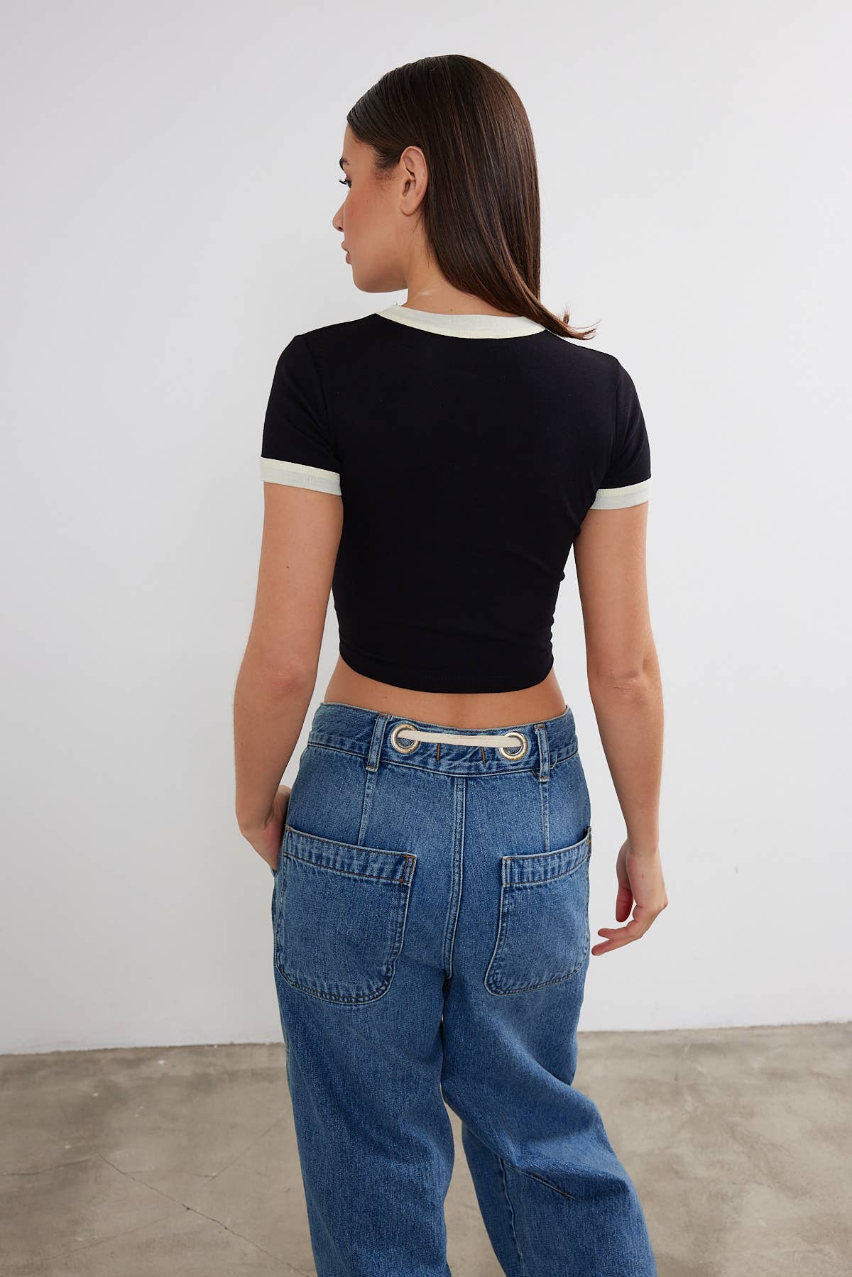 Women's USA Printed Crop Top Cropped "USA" T-Shirt Two Tone