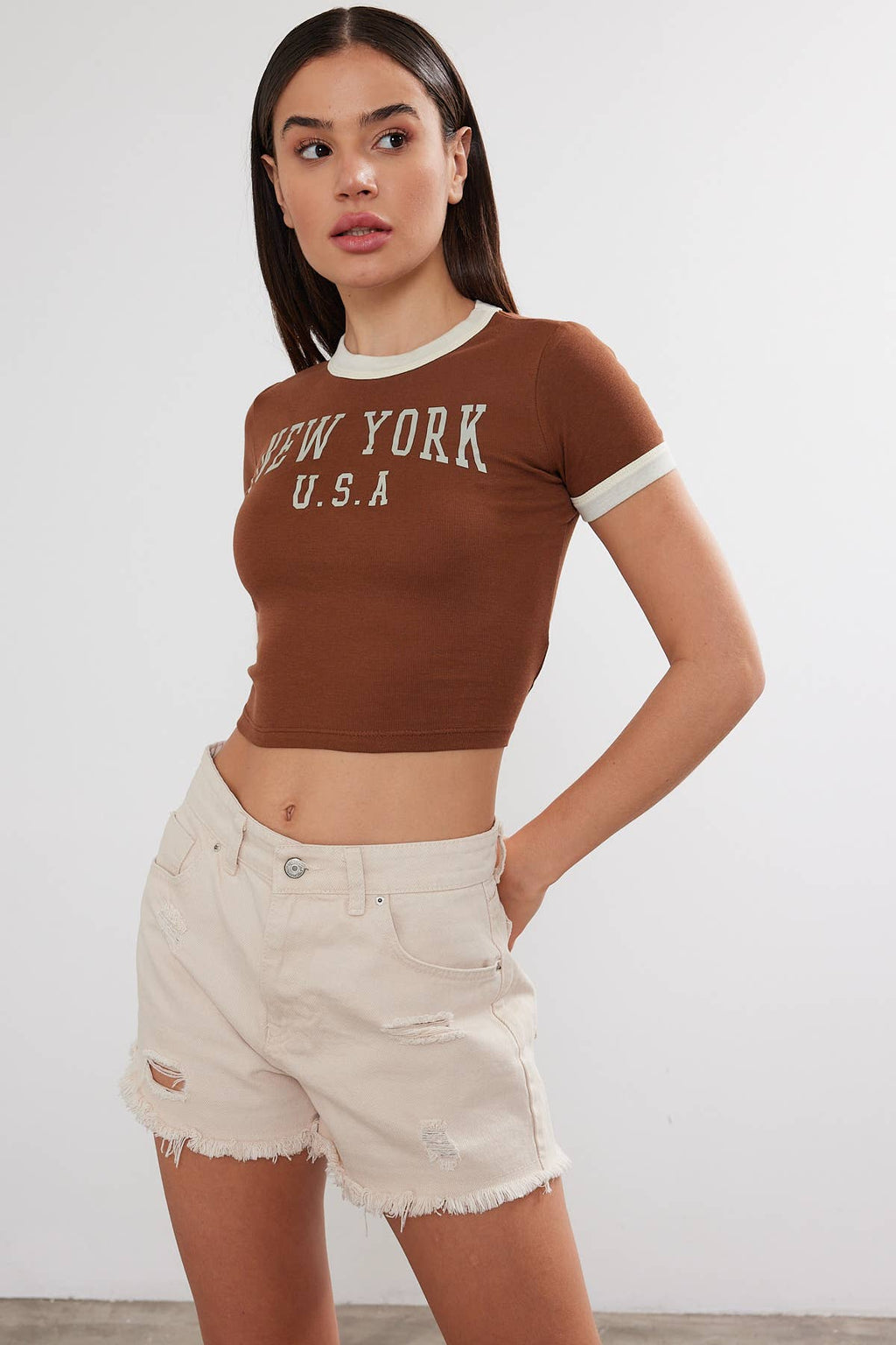 Women's New York Printed Cropped T-Shirt Crop Top "New York"