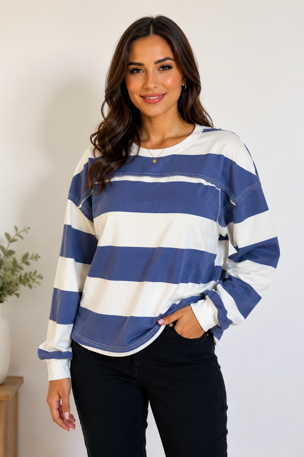 Karys Vintage Blue Stripe Top
