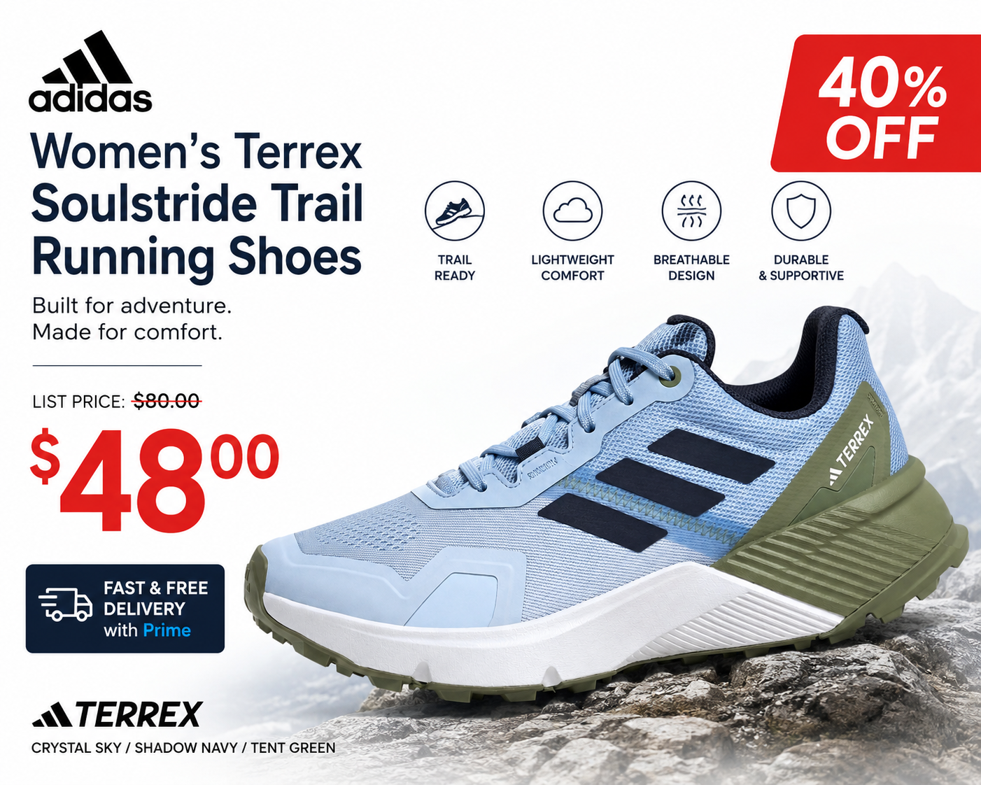 adidas Women's Terrex Soulstride Rain.rdy Trail Running Shoes