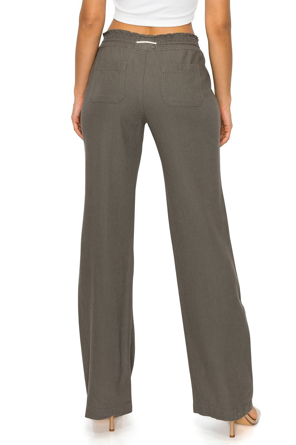Linen Wide-Leg Drawstring Pants | Cali1850