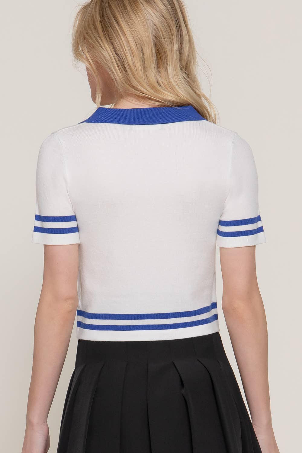 Karys Short Sleeve Stripe Polo Spring Sweater