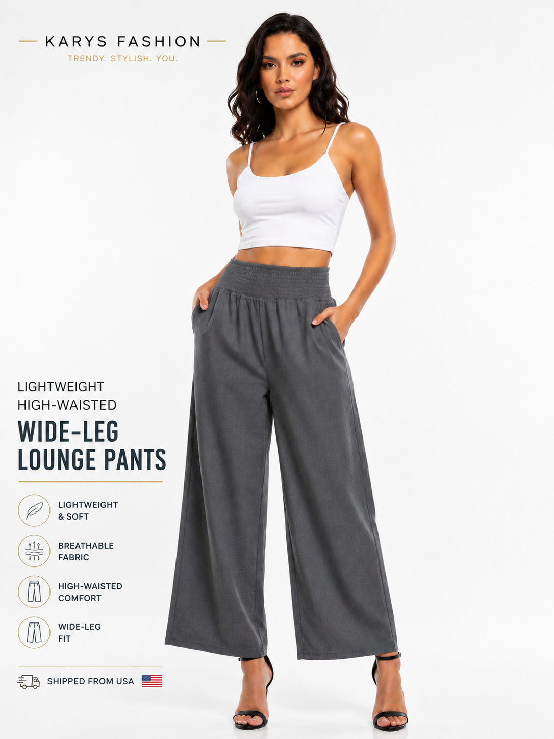 Lightweight High-waisted Wide-leg Lounge Pants