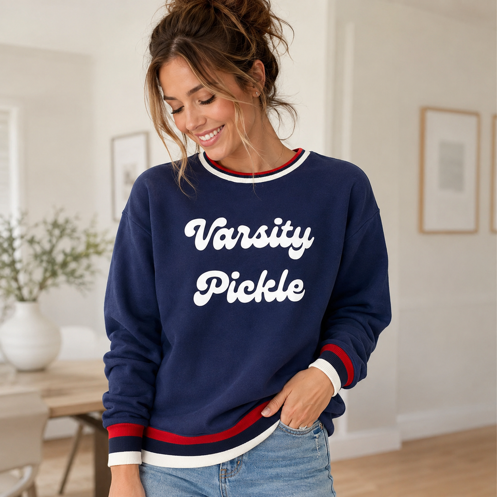 The Oversized Vintage Varsity Pickleball Sweatshirt (Unisex)