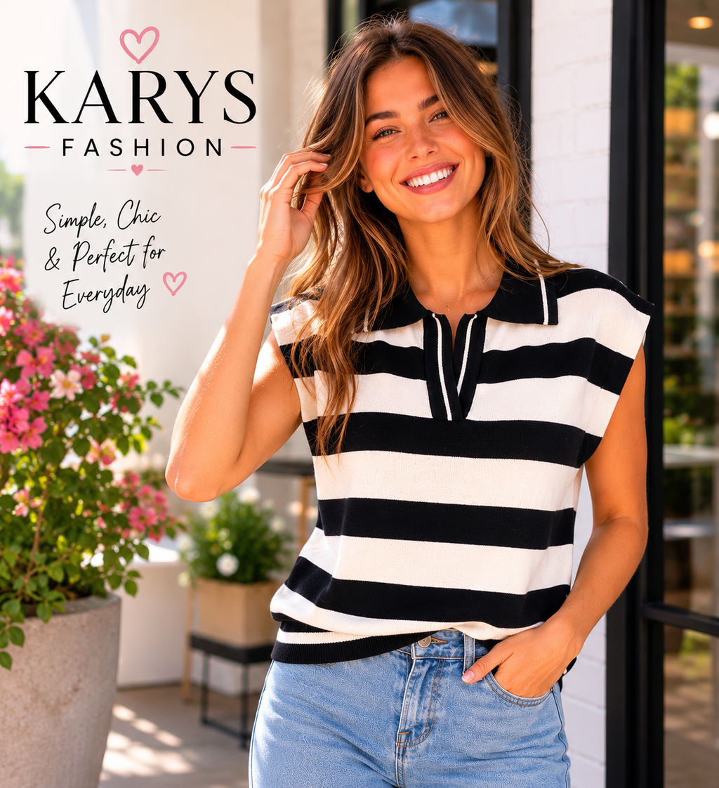Zenana Viscose Striped Collared Sweater Vest