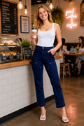 Judy Blue Full Size Hw Work Wear Knee Patch Straight Jeans Plus Size