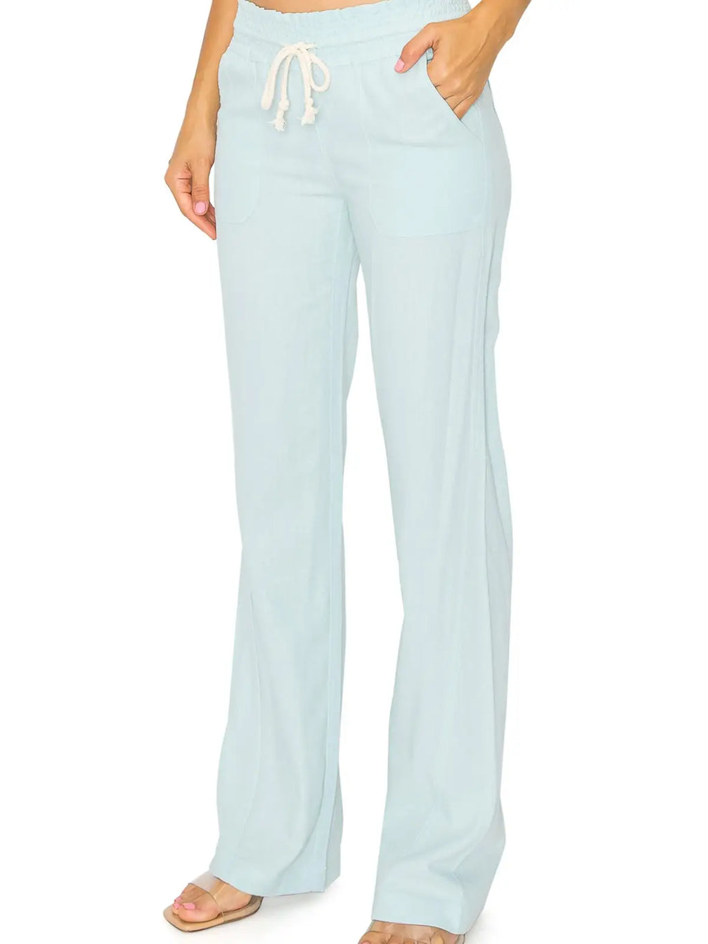 Linen Blend Wide-Leg Pants