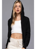 Karys Long Sleeve Crop Zip-Up Thermal Hoodie Jacket