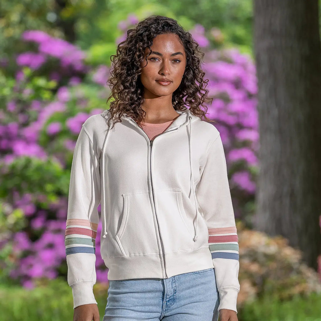 Ladies Naamah Stripe Sleeve Full Zip Hoodie