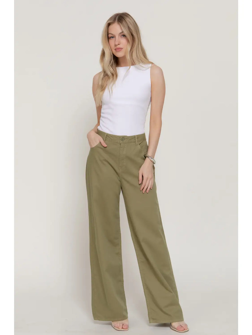 Karys Garment-Dyed Cotton Twill Wide-Leg Pants