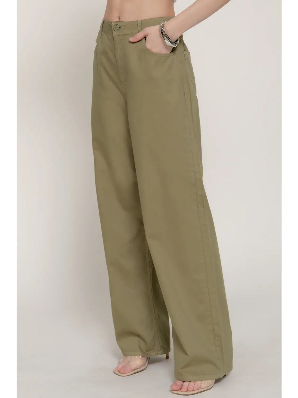 Karys Garment-Dyed Cotton Twill Wide-Leg Pants