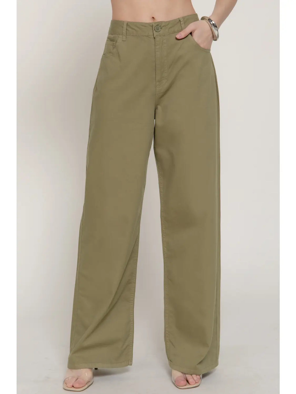 Karys Garment-Dyed Cotton Twill Wide-Leg Pants