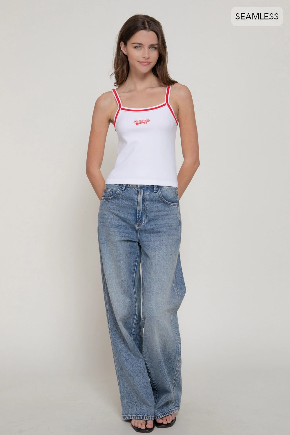 California Contrast Strap Seamless Cami Top