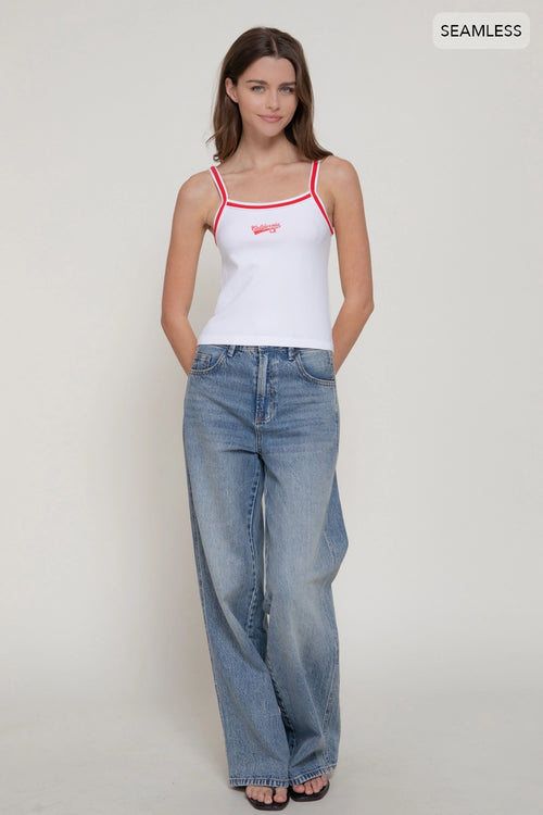 California Contrast Strap Seamless Cami Top