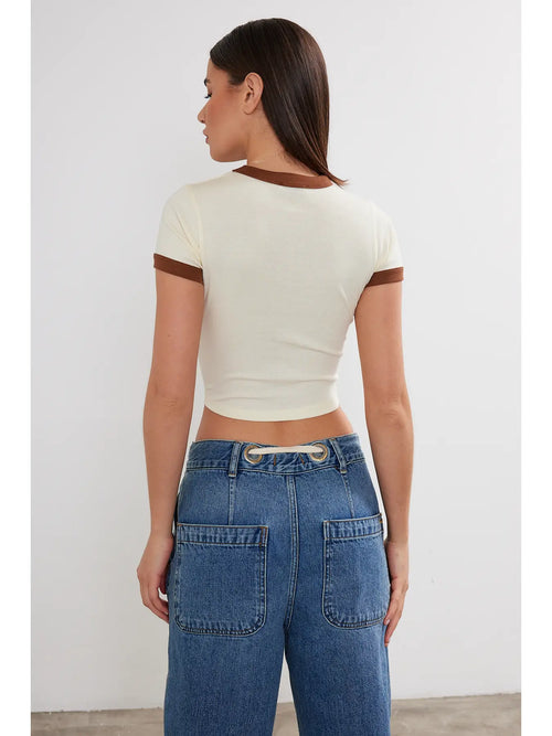 Women’s USA Two-Tone Cropped Ringer Tee