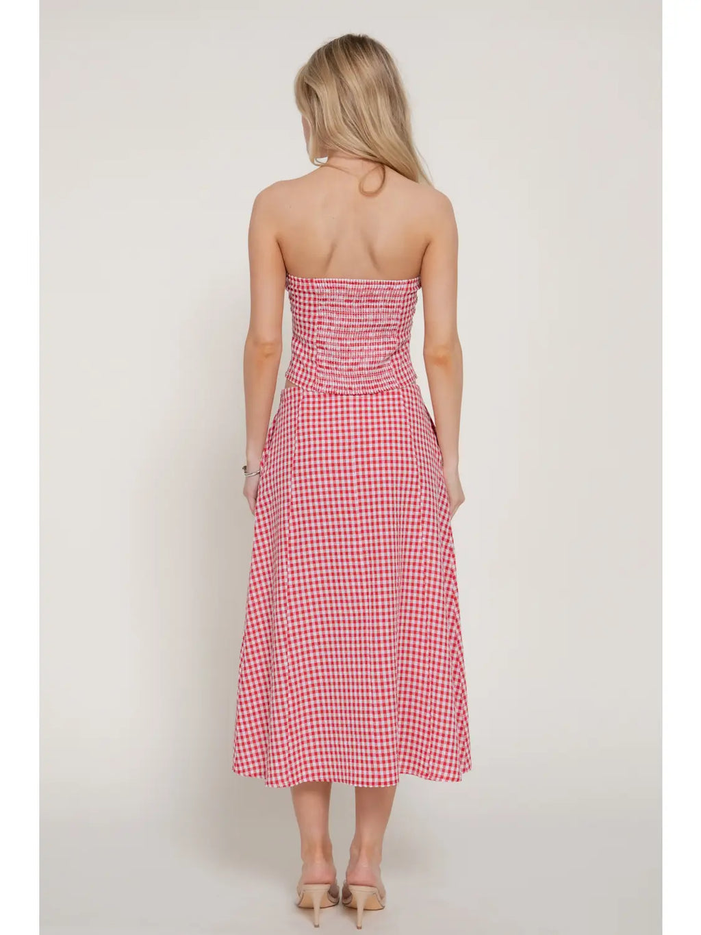 KARYS Seersucker Bandeau Top & A-Line Midi Skirt Set