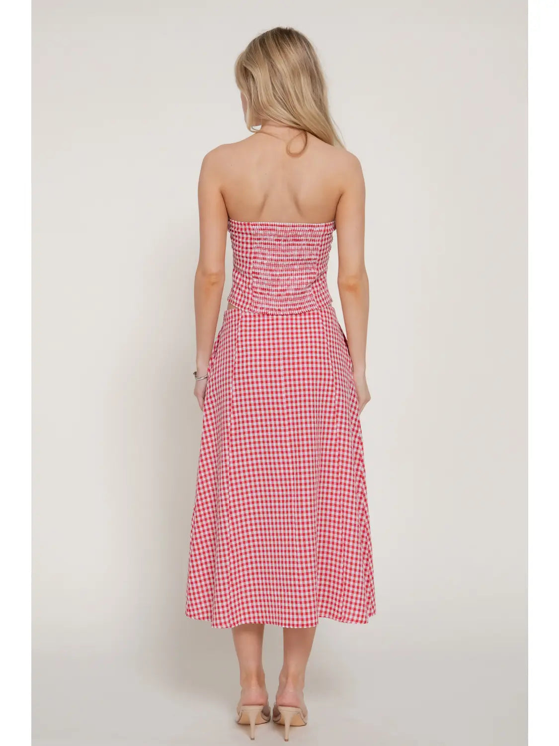 KARYS Seersucker Bandeau Top & A-Line Midi Skirt Set
