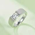 Men's Minimalist Moissanite Ring | 1ct D Color Round Cut | 925 Sterling Silver