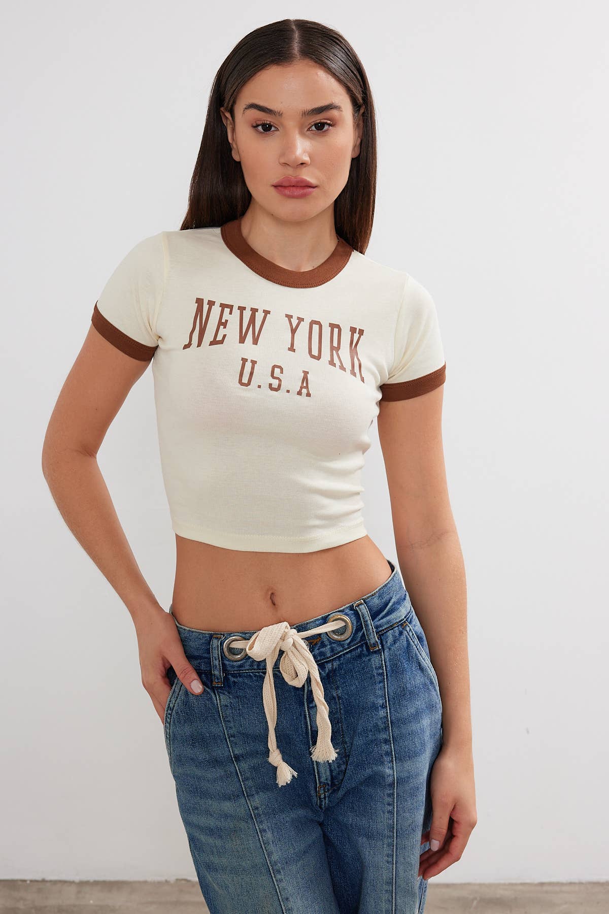 Women's New York Printed Cropped T-Shirt Crop Top "New York"
