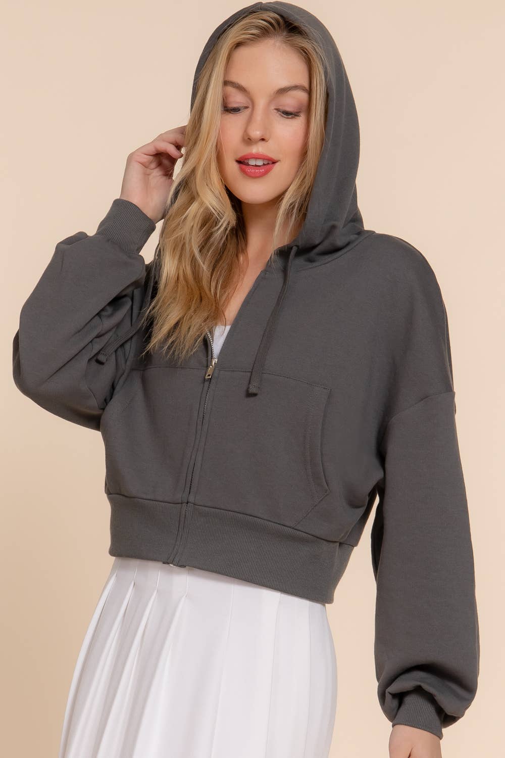 Long Sleeve Hoodie French Terry Zip Up Jacket