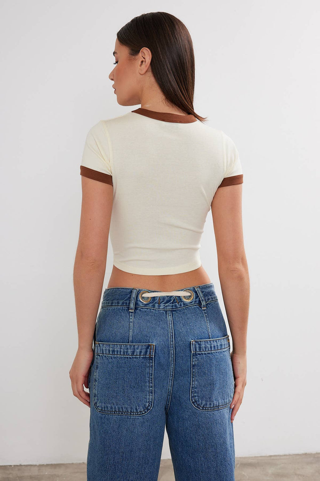 Women's USA Printed Crop Top Cropped "USA" T-Shirt Two Tone