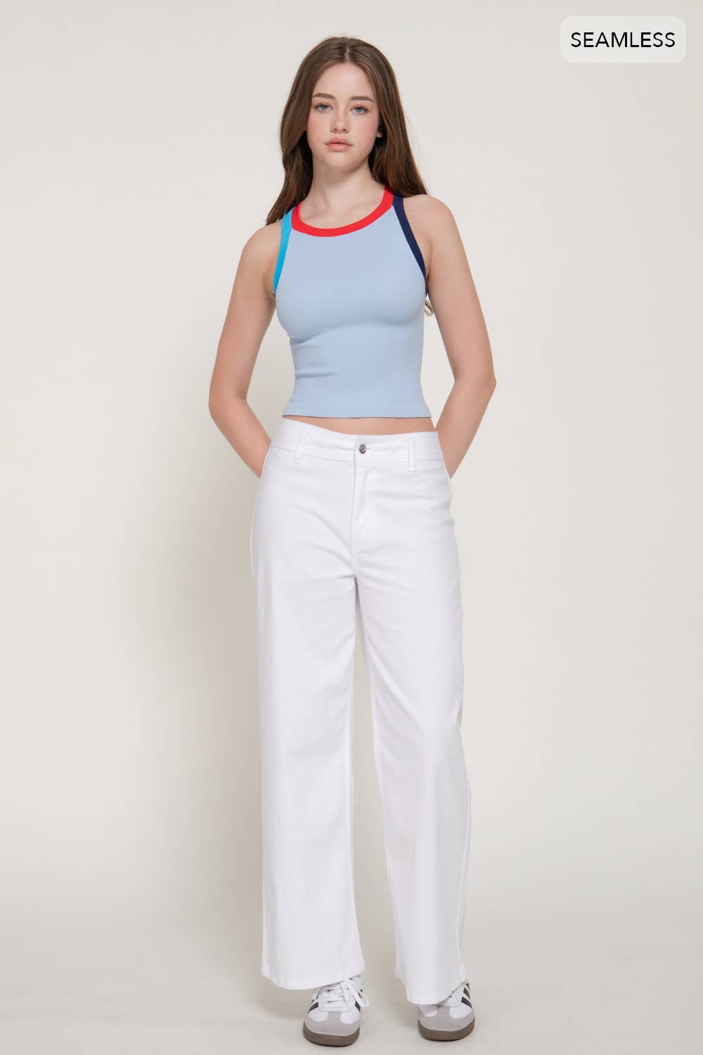 Karys Sleeveless Contrast Detail Seamless Top