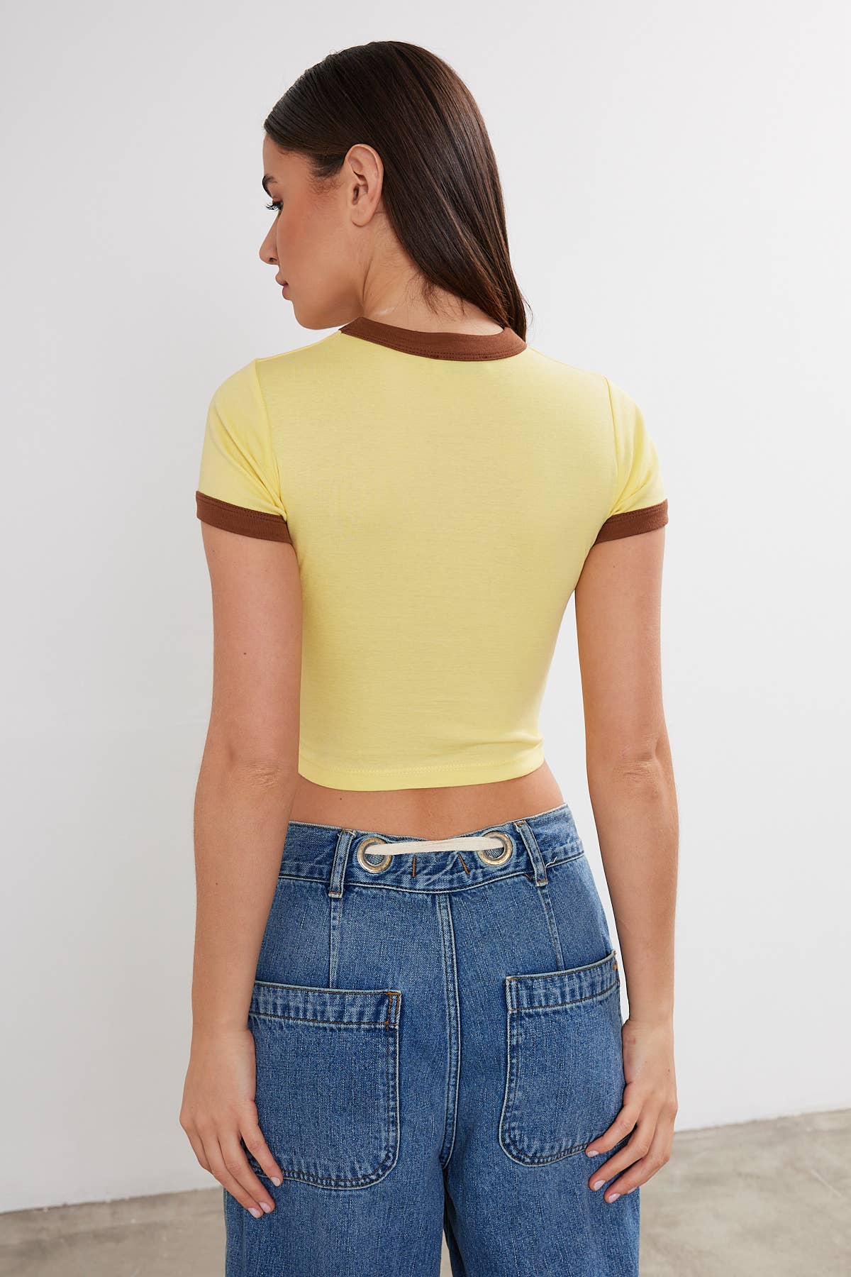 Women's USA Printed Crop Top Cropped "USA" T-Shirt Two Tone