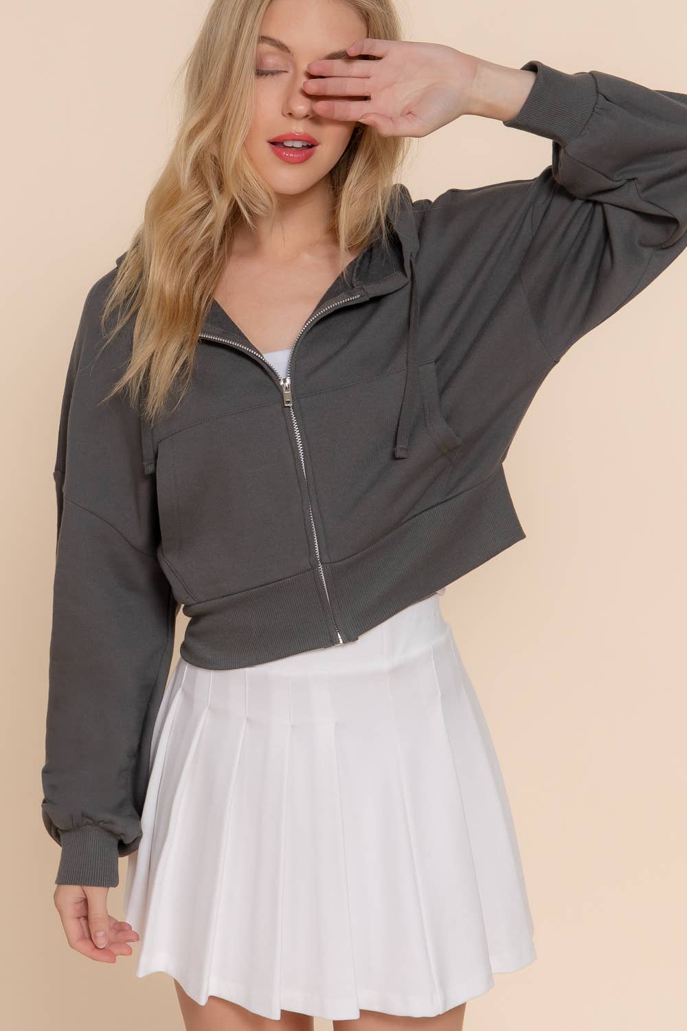 Long Sleeve Hoodie French Terry Zip Up Jacket