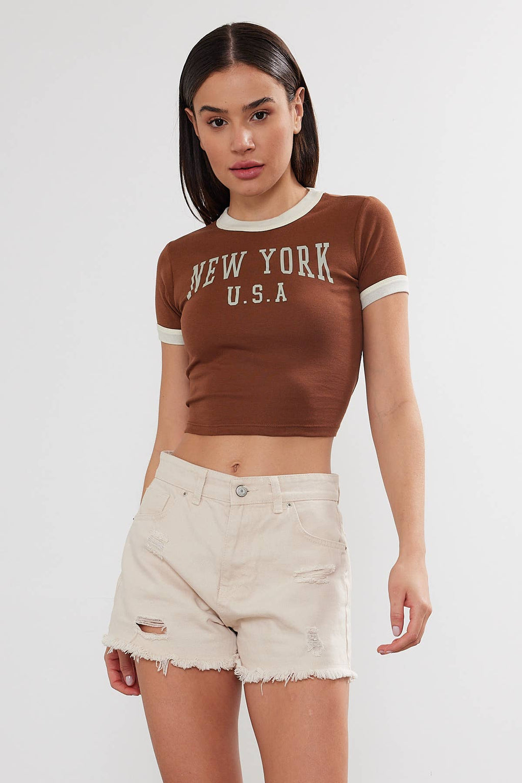 Women's New York Printed Cropped T-Shirt Crop Top "New York"