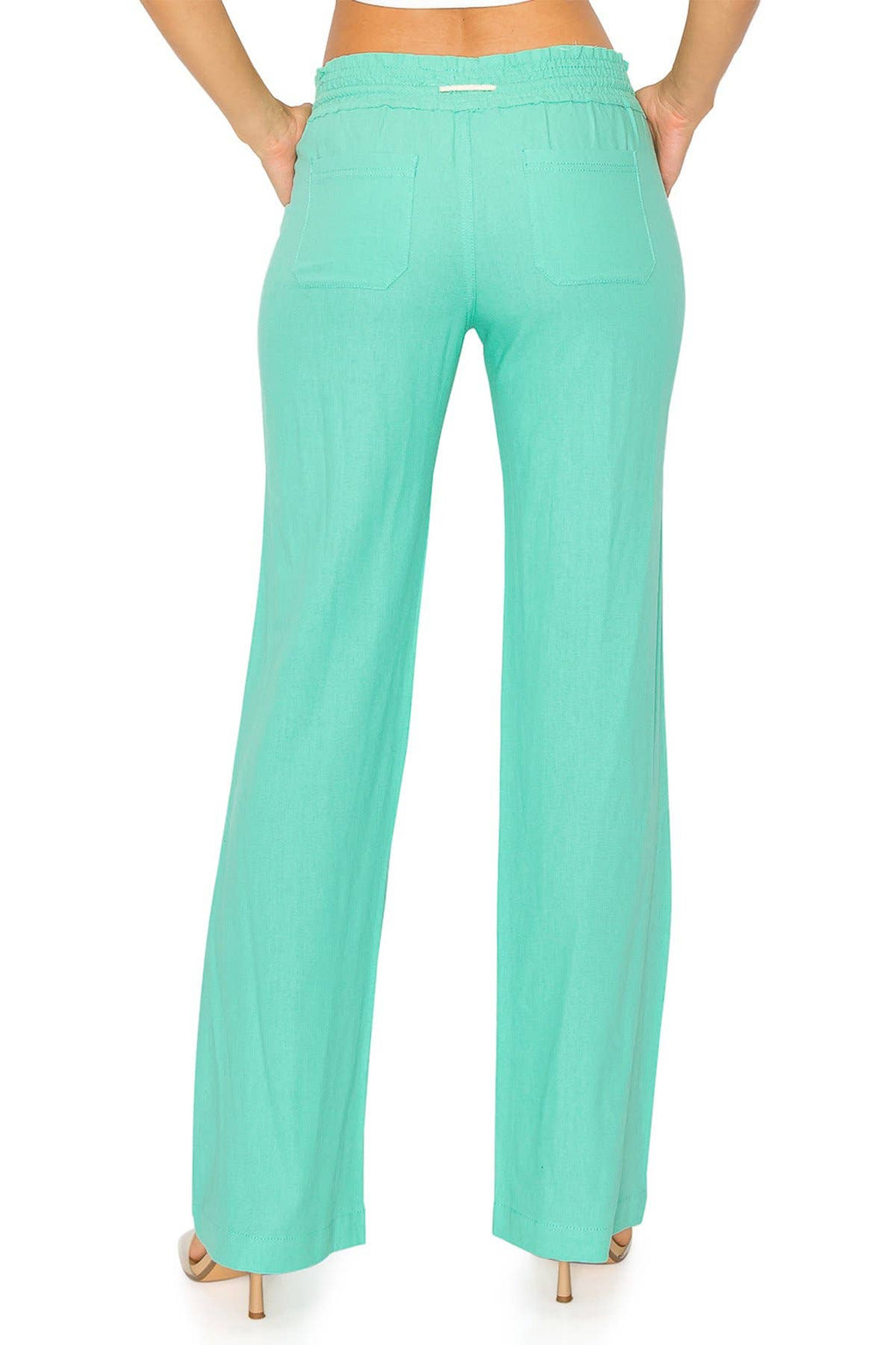 Linen Wide-Leg Drawstring Pants | Cali1850
