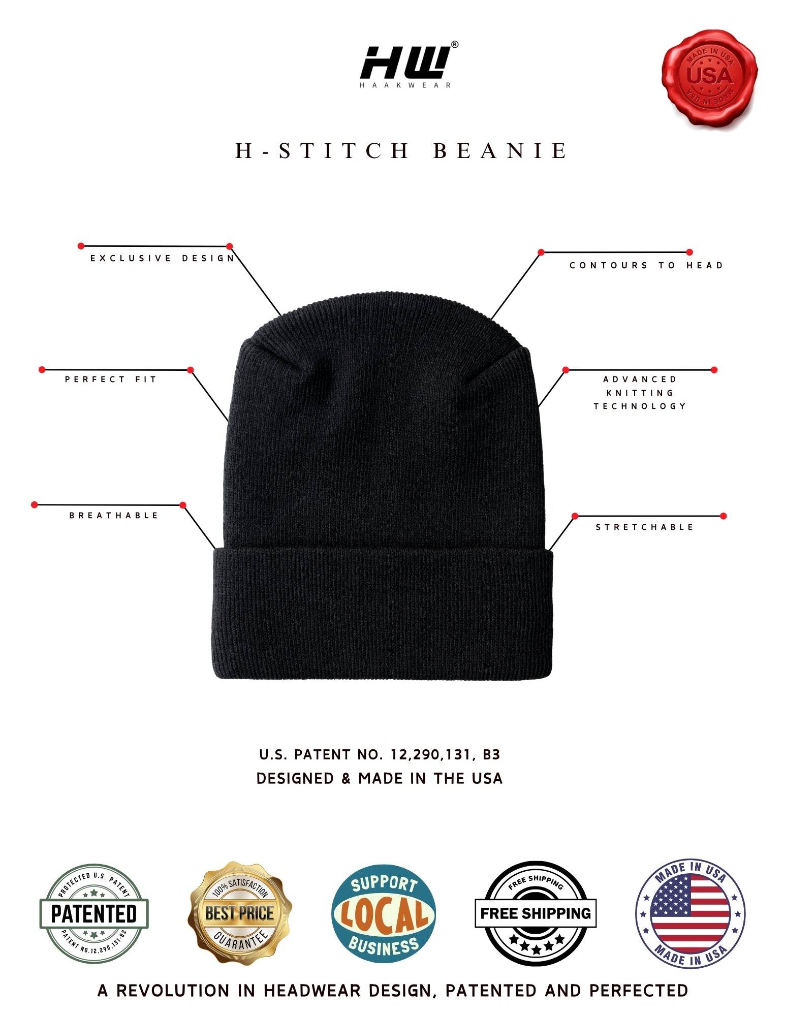 American Flag Beanie, H Stitch Beanie